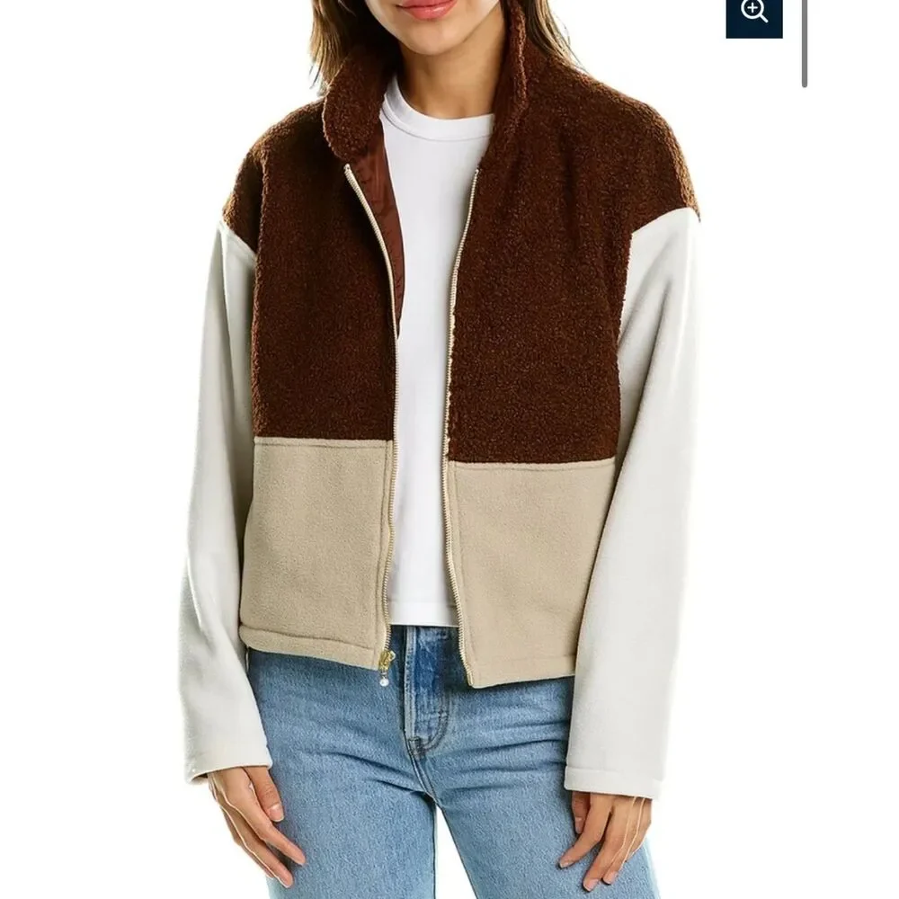 DONNI Women's Tri-Fleece Jacket  Brown/Cream - Picture 2 of 7